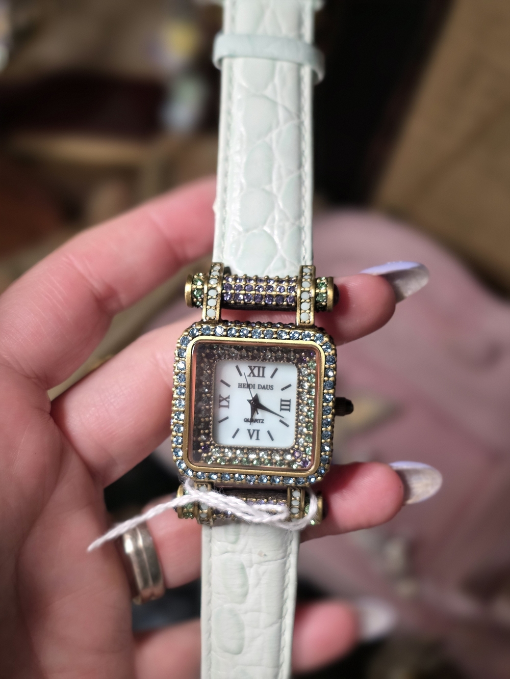 Heidi Daus Bejeweled Crystal Genuine Leather Watch